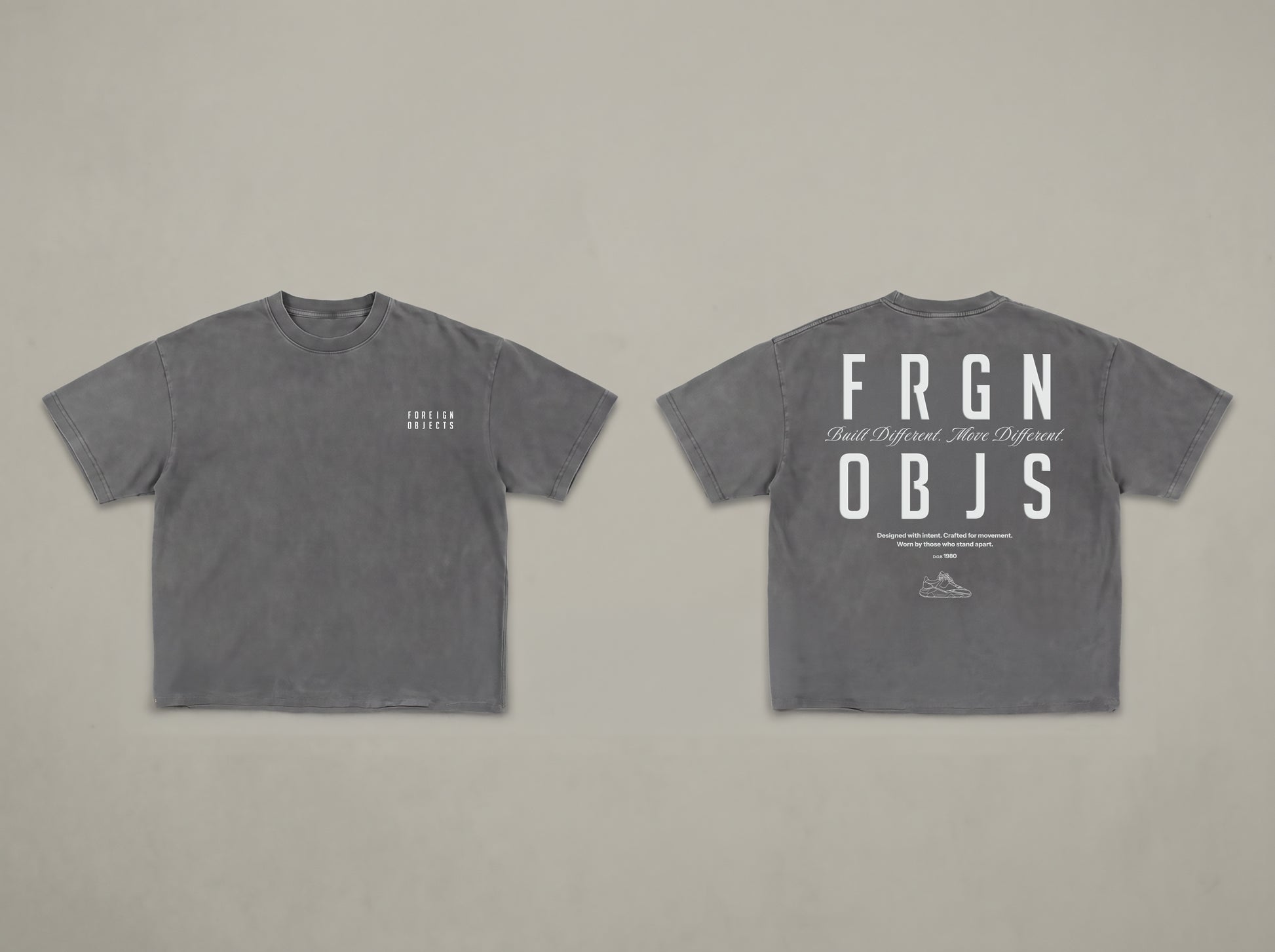 FRGN OBJS STONE WASH GREY TEE